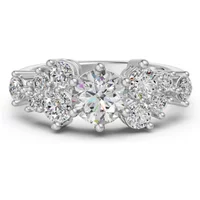Pierścionek Zaręczynowy Okrągły Cluster 1.00 ct Diament Laboratoryjny 585 Białe Złoto (14K)