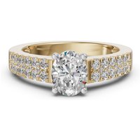Dwurzędowy Tapered Pierścionek Zaręczynowy Akcentowany Owalny 1.50 ct Diament Laboratoryjny 585 Żółte Złoto (14K)