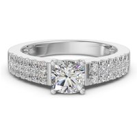 Dwurzędowy Tapered Pierścionek Zaręczynowy Akcentowany Poduszkowy 3.00 ct Diament Naturalny 950 Platyna