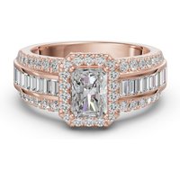 Pierścionek Zaręczynowy z Radiantowym Halo i Bagietkami 2.00 ct Diament Naturalny 750 Różowe Złoto (18K)