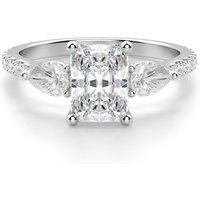 Pierścionek Zaręczynowy Radiant Accented z Gruszkowymi Bocznymi Kamieniami 0.50 krt Laboratoryjny Diament 585 Białe Złoto (14K)
