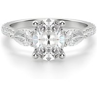 Owalny Pierścionek Zaręczynowy Accented z Gruszkowymi Bocznymi Kamieniami 0.50 krt Laboratoryjny Diament 585 Białe Złoto (14K)