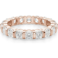 Obrączka Ślubna Eternity Bar Set z Okrągłymi Kamieniami 3.00 mm Laboratoryjny Diament 750 Różowe Złoto (18K)