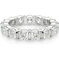 Obrączka Ślubna Eternity Bar Set z Okrągłymi Kamieniami 3.70 mm Laboratoryjny Diament 585 Białe Złoto (14K)