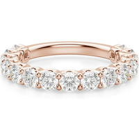 Obrączka Ślubna Half Eternity Scallop Set z Okrągłymi Kamieniami 3.00 mm Laboratoryjny Diament 750 Różowe Złoto (18K)