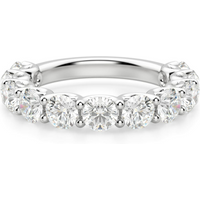 Obrączka Ślubna Half Eternity Scallop Set z Okrągłymi Kamieniami 4.00 mm Laboratoryjny Diament 585 Białe Złoto (14K)