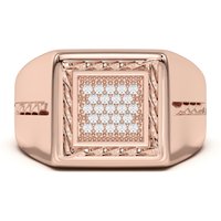 Męski Pierścionek Kwadratowy Rope Effect Comfort Fit Laboratoryjny Diament 750 Różowe Złoto (18K)