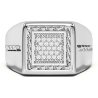 Męski Pierścionek Kwadratowy Rope Effect Comfort Fit Laboratoryjny Diament 585 Białe Złoto (14K)