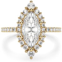 Barcelona Markizowy 1.50 ct Pierścionek Zaręczynowy Diament Laboratoryjny 585 Żółte Złoto