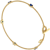 Bransoletka Filigree Lock z Okrągłymi Naturalnymi Niebieskimi Szafirami i Diamentami 0.04 ct 750 Żółte Złoto (18K)