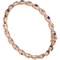 Bransoletka Twilight Tide z Okrągłymi Naturalnymi Niebieskimi Szafirami i Diamentami 0.06 ct 585 Różowe Złoto (14K)