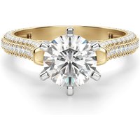Seine Okrągły 0.75 ct Pierścionek Zaręczynowy Diament Laboratoryjny 585 Żółte Złoto