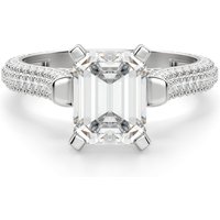 Seine Szmaragdowy 1.75 ct Pierścionek Zaręczynowy Diament Laboratoryjny 585 Białe Złoto