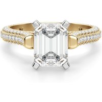Seine Szmaragdowy 1.25 ct Pierścionek Zaręczynowy Diament Laboratoryjny 585 Żółte Złoto