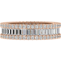 Obrączka Ślubna Mixed Baguette 5.20 MM Diament Naturalny 585 (14K) Różowe Złoto