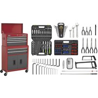 Sealey - AP2200BBCOMBO American pro® Topchest & Rollcab Combination 6 Drawer with 170pc Tool Kit - Red/Grey