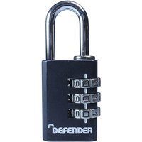 Defender - DFCOMBI30 Black Die-Cast Combination Padlock 30mm DEFCOMBI30