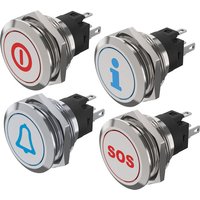 EAO 82 Series Illuminated Push Button Switch, Momentary, Panel, 22.3 mm Cutout, SPDT, Red LED, IP65, IP67, 240 V dc 240