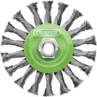 Draper TWIST SS Wire Wheel 115mm M14 Stainless Steel Twist-Knot Flat Wire Brush for Surface Cleaning and Rust Removal