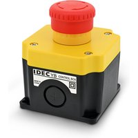 Idec YW1B Series Push Lock Turn Reset Emergency Stop Push Button, Panel Mount, 22 mm Cutout, 2 x NC, IP65, IP69K, IP67