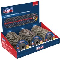 Sealey - FD115EMIXDB Assorted Grit Flap Discs Aluminium Oxide 115mm 22mm Bore - Display Box of 60