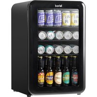 Baridi 70L Under Counter Drinks/Beer & Wine Cooler Fridge, Retro Style, Black, Black