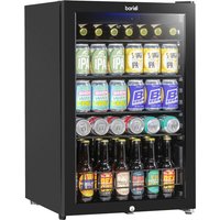 Baridi 115L Under Counter Beer, Drinks & Wine Fridge, Lock, LED Light, Black