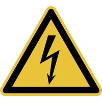 Wolk Yellow Foil Safety Label Warning for Dangerous Electrical Voltage Text 50 mm x 46mm