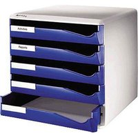 Leitz Desktop Post Set 5 Drawer A4 Grey With Blue Drawers 52800035