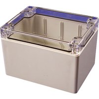 Hammond 1554 Series Light Grey Clear Lid Polycarbonate Enclosure, IP68, 80 mm x 119.4 mm x 88.9 mm