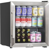 Baridi 50L Tabletop Drinks Fridge, Mini Beer Cooler, Glass Door, Stainless Steel, Silver