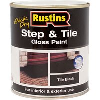 Rustins STBLW1000 Quick Dry Step & Tile Paint Gloss Black 1 litre
