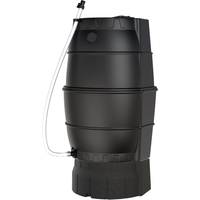 Pergart Regentonne schwarz 170 l mit Unterbau