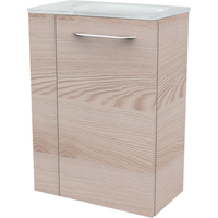 Fackelmann Glaswaschbecken mit Unterschrank 'SBC' Hahnloch links weiß/Eschefarben 45 x 61,5 x 25 cm