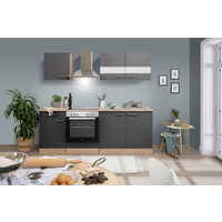 Respekta Küchenzeile 'Merle' mit E-Geräten KB210ESGC grau/eichfarben 210 cm