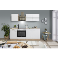 Respekta Küchenzeile 'Merle' mit E-Geräten KB210ESWSC weiß/eichefarben 210 cm