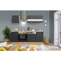 Respekta Küchenzeile 'Merle' mit E-Geräten KB220ESG grau/eichefarben 220 cm