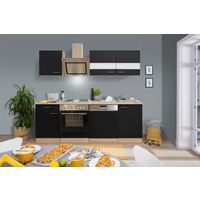 Respekta Küchenzeile 'Merle' mit E-Geräten KB220ESSS schwarz/eichefarben 220 cm