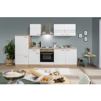 Respekta Küchenzeile 'Merle' mit E-Geräten KB270ESW weiß/eichefarben 270 cm