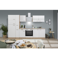 Respekta Küchenzeile 'Merle' mit E-Geräten KB300ESWCGKE weiß/eichefarben 300 cm