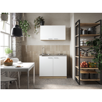 Respekta Respekta Küchenmöbel-Set 'Merle 4' weiß/eichefarben mit Spüle und Glaskeramikkochfeld 100 cm