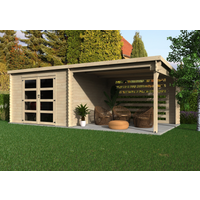 décor et jardin Gerätehaus 'Fuji' Fichte natur Pultdach, Doppeltür mit Kunststoffverglasung 629 x 298 x 213 cm