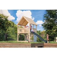 Karibu Spielturm 'Ida' naturbelassen mit Rutsche anthrazit 200 x 394 x 345 cm