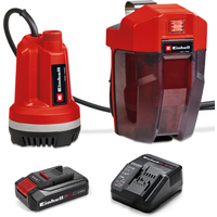 Einhell Akku-Klarwasserpumpe 'GE-PP 18 RB Li' 3000 l/h mit Akku und Ladegerät