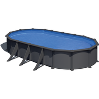 GRE Stahlwandpool-Set 'Anthracite' oval 730 × 375 × 132 cm, mit Seitenstützen