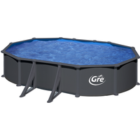 GRE Stahlwandpool-Set 'Anthracite' oval 500 × 375 × 132 cm, mit Seitenstützen