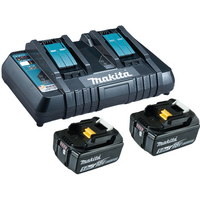 Makita Akku-Set mit Doppel-Schnellladegerät und 2 x 18-V-Akkus, 5 Ah