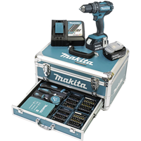 Makita Akku-Schlagbohrschrauber-Set 'DHP482RFX9' 18 V mit 2 x 3,0 AH Akku und Ladegerät 96-teilig