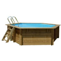 GRE Massivholzpool-Set 'Vasto' Ø 428 x 136 cm mit Edelstahlleiter, Holzleiter und Sandfilter