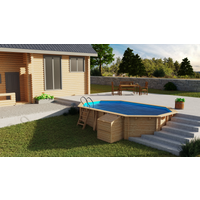 GRE Massivholzpool-Set 'Safran 2' 620 x 395 x 136 cm mit Edelstahlleiter, Holzleiter und Sandfilter